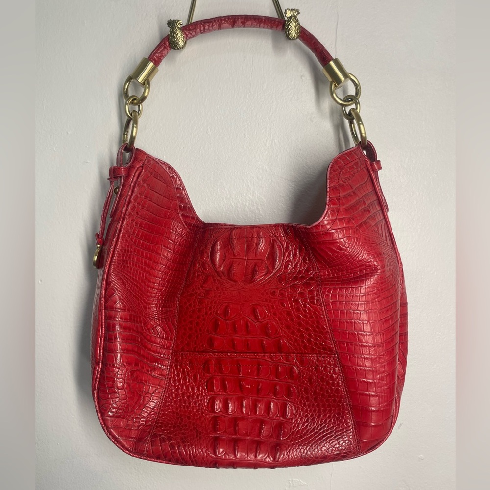 Brahmin Red Croc-Embossed Hobo Bag - Picture 1 of 10